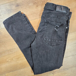 True Luck Black Distressed Stretch Denim Jeans Men’s 36x30 Punk Hip Hop Retro